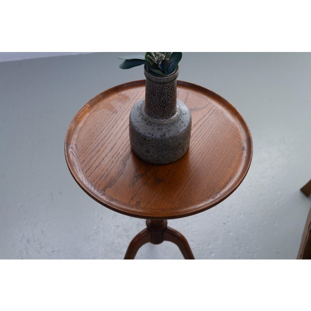 1960s Danish Round Tripod Side Table in Stained Oak by Anton Kildeberg, 1960s For Sale - Image 5 of 17