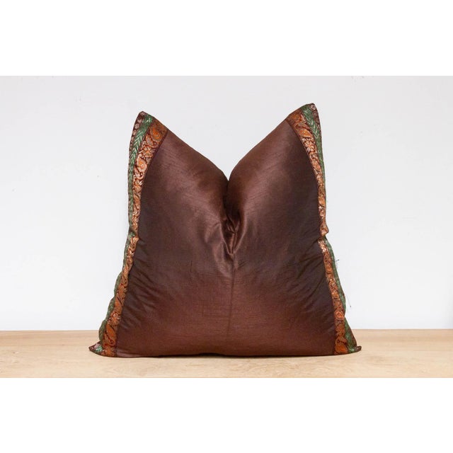 Indian Cedar Festive Silk Euro Pillow Cover For Sale - Image 3 of 7