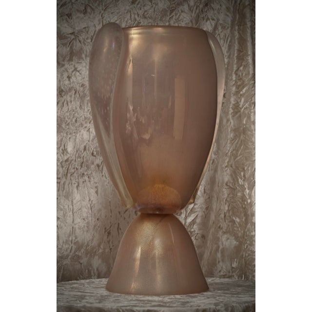 Italian Pink Blown Murano Glass Table Lamp, 1980s For Sale - Image 4 of 9