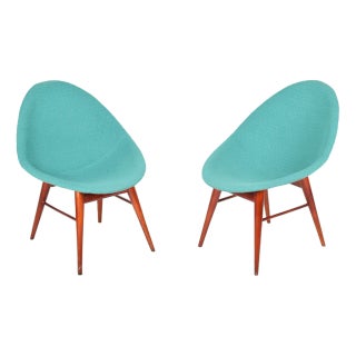 Set of Mid-Century Upholstered Beech Chairs attributed to Miroslav Navrátil, Former Czechoslovakia, 1960s For Sale