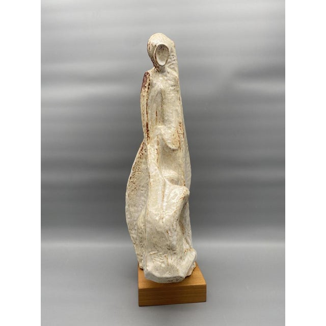Leandro Lega, Abstract Faenza Sculpture, 1981, Ceramic on Wooden Base For Sale - Image 3 of 14