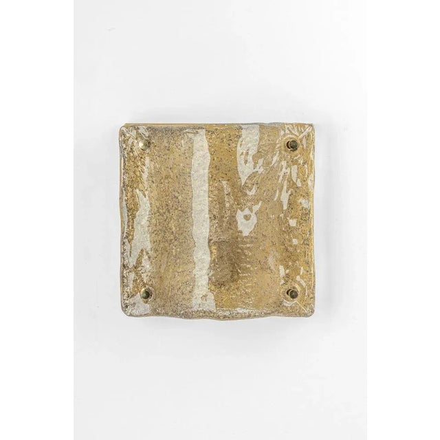 Gorgeous pair of murano glass sconces with brass holders and gold color frame by kaiser leuchten, germany, circa 1970s....