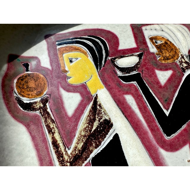 Ceramic Modern Ceramic Art Wall Plate by Philippe Lambercy, Switzerland, 1960s For Sale - Image 7 of 14