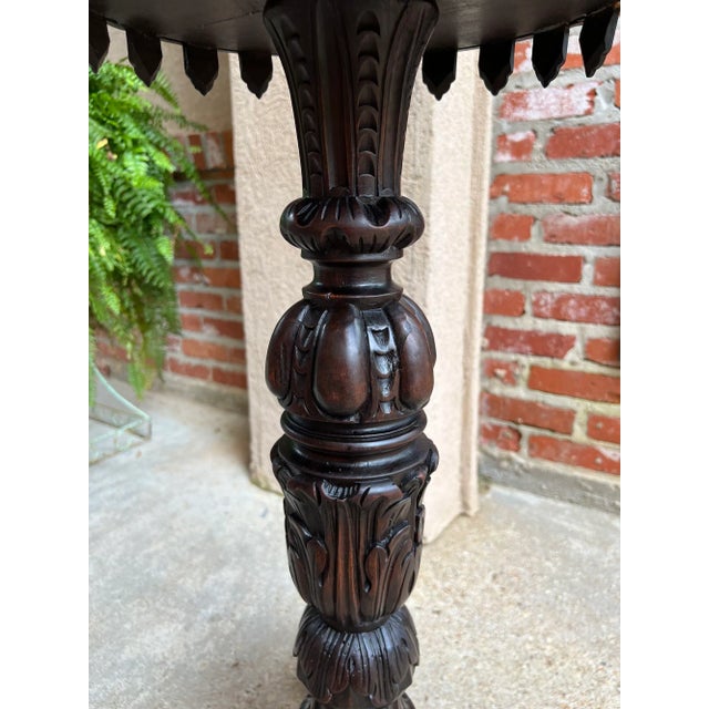 1900 - 1909 Antique English Carved Display Pedestal Stand Jardiniere Plant Bronze Table For Sale - Image 5 of 13