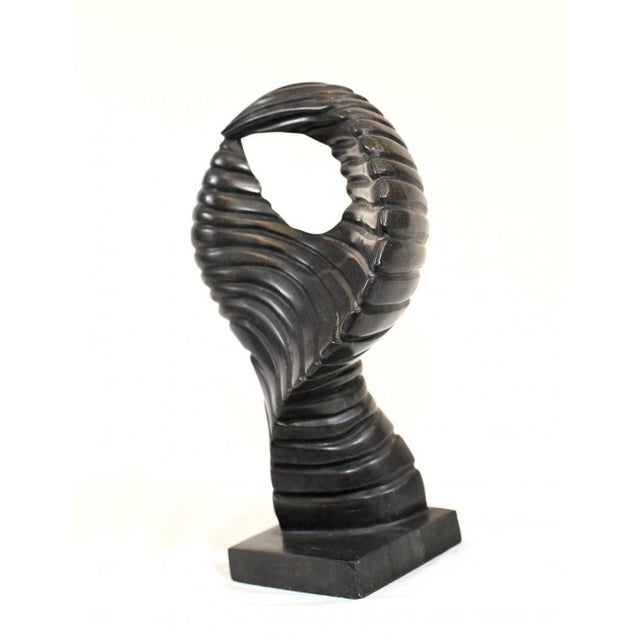 Hand Carved Abstract Art Shell Motif Statue For Sale - Image 5 of 6