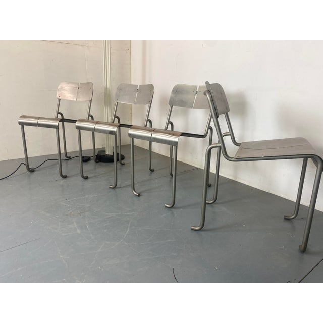 Postmodern Architectural Stainless Steel Dining Chairs, 1980s, Set of 4 For Sale - Image 10 of 18