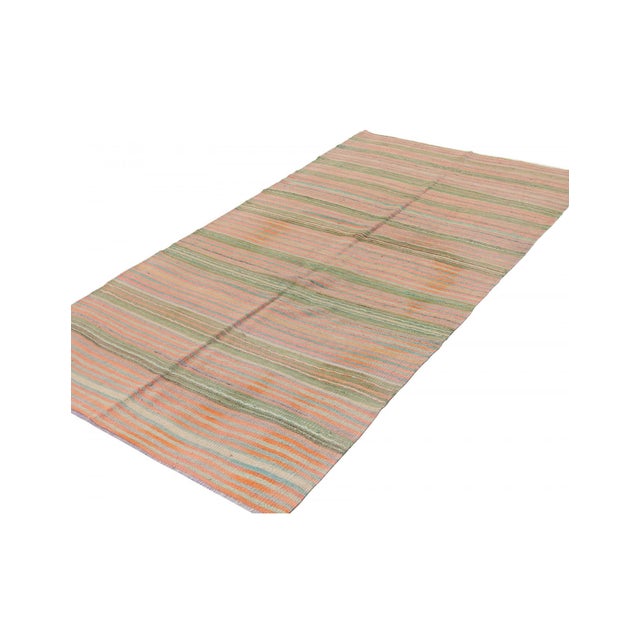 Mid-Century Modern Striped Vintage Turkish Kilim Rug - 5`1" X 11`2" For Sale - Image 3 of 6