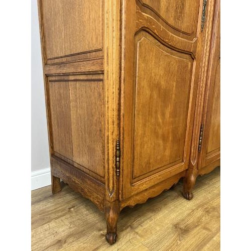 Vintage French Louis XVI Style Carved Oak 4-Door Armoire For Sale - Image 10 of 13