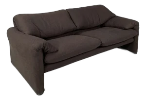 Modern Italian Brown Fabric Sofa Maralunga by Vico Magistretti for Cassina, 1970s