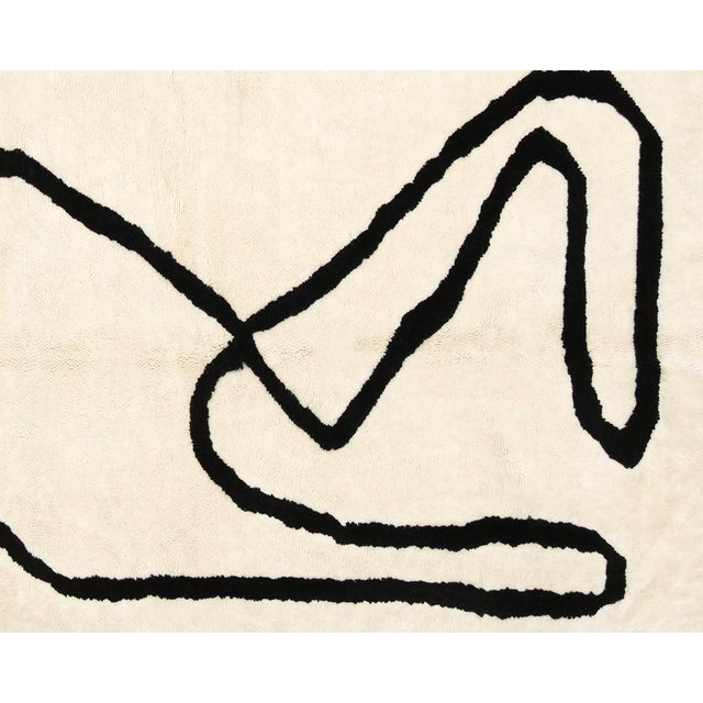 Textile Minimalist Abstract Line Hand-Knotted Wool Rug | 9'10" X 6'5" | One of a Kind For Sale - Image 7 of 8
