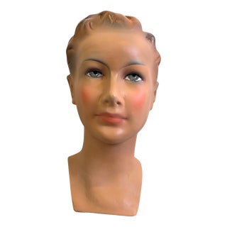 Vintage French Plaster Child Mannequin Head, 1960 For Sale