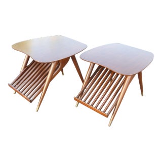 Vintage Atomic Mid Century Danish Modern Magazine Rack End Tables - a Pair For Sale