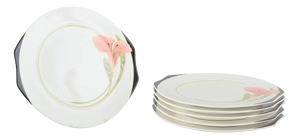 Porcelain Iris Cake Plates with Floral Decoration from Villeroy & Boch, 1980s, Set of 6
