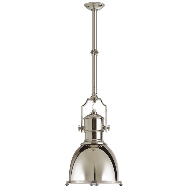 Country Industrial Small Pendant in Polished Nickel with Polished Nickel Shade Designer: Chapman & Myers Min. Custom...