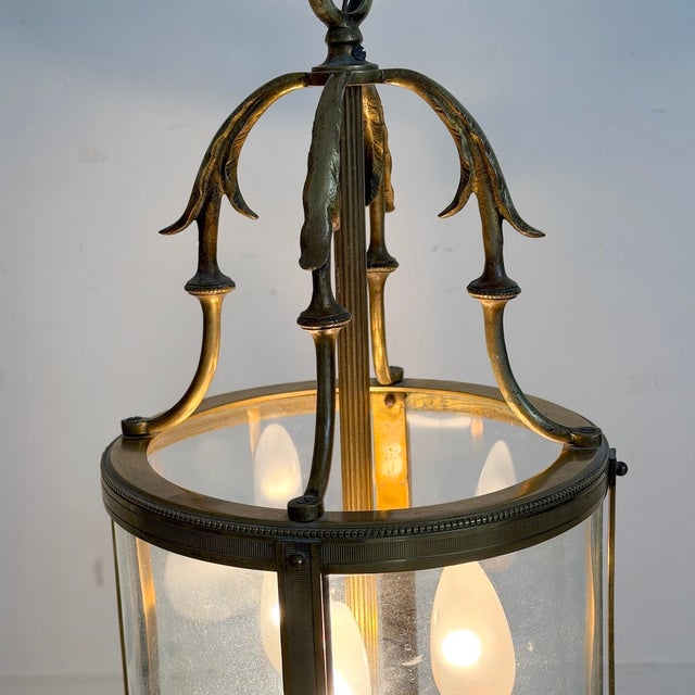 Louis XVI Style Brass Lantern Pendant Light, 1930s, in Good conditions. Designed before 1890 European Plug (up to...