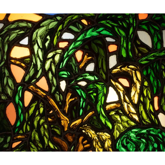 Glass Modern Landscape Electrified Stained Glass Panel For Sale - Image 7 of 11