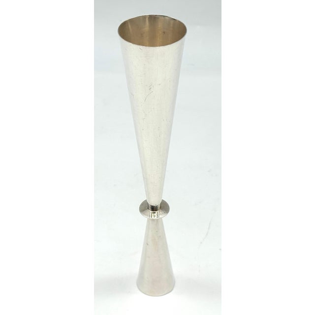 Metal Modernist Double-Ended Jigger in Sterling Silver, Circa 1950s For Sale - Image 7 of 9