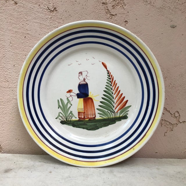 1950s French Faience Plate Henriot Quimper, Circa 1930 For Sale - Image 5 of 5