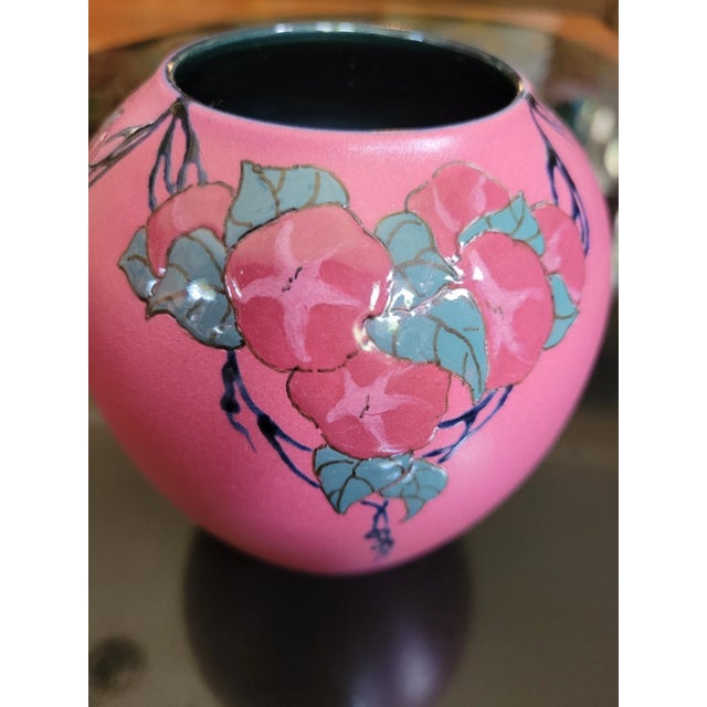 Rare 1921 Sara Sax for Rookwood Pottery French Red Glaze Morning Glories Vase For Sale - Image 14 of 14