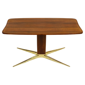 Brass and Walnut Coffee Table attributed to Oswald Haerdtl for Hagenauer, Vienna, Austria, 1950s