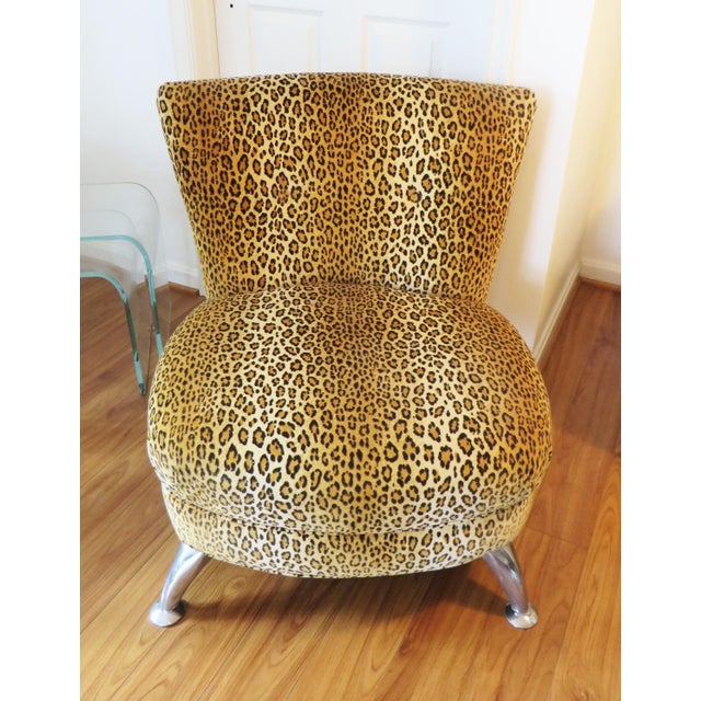 2000s Animal Print Upholstered Designer Accent Lounge Chair by Carter