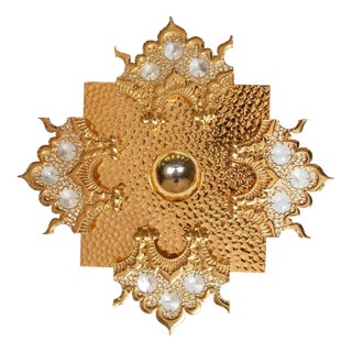 Square Wall Sconce in Crystal Glass and Gilt Brass from Palwa, Germany, 1960s For Sale