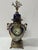 Earthenware and bronze mantelpiece set clock with landscape decoration and bronze base two candlesticks with landscape...