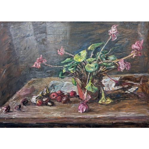 Enzo Faraoni, Still Life with Flowers, Oil on Wooden Panel, 1970s For Sale - Image 3 of 11