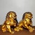 Metal Pair of Large Vintage Gilt Bronze Guardian Lions – Seated Foo Dogs With Brocade Balls For Sale - Image 7 of 9
