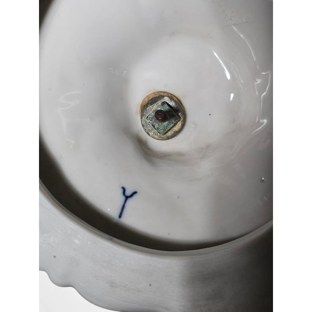 Antique German Porcelain Clock Garniture Set with Candelabra, 1890, Set of 3 For Sale - Image 12 of 15