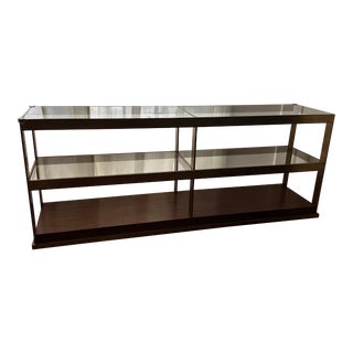 Lillian August Compton Media Console Walnut Brass For Sale