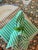 1970s Vintage Striped Linen Cotton Blend Cloth Napkins, Set of 6, Emerald Green and White For Sale - Image 5 of 5