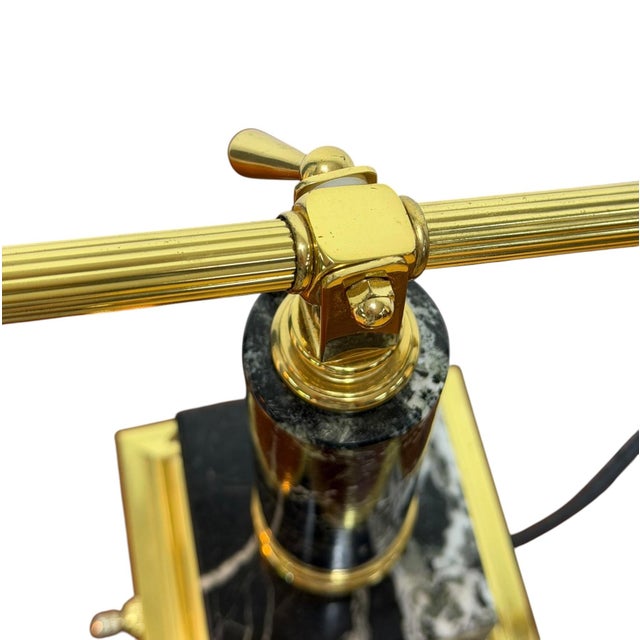 Vintage Brass and Marble Counter-Balance Desk Lamp For Sale - Image 9 of 13