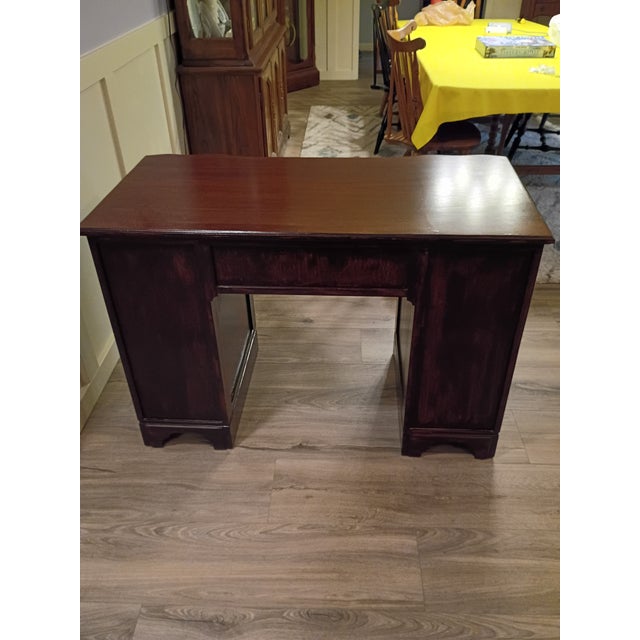 Vintage Solid Wood Desk With Chair For Sale - Image 9 of 18