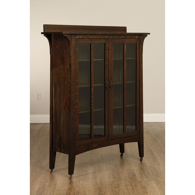 Limbert Antique Mission Oak Arts & Crafts Glass Door Bookcase For Sale In Philadelphia - Image 6 of 18