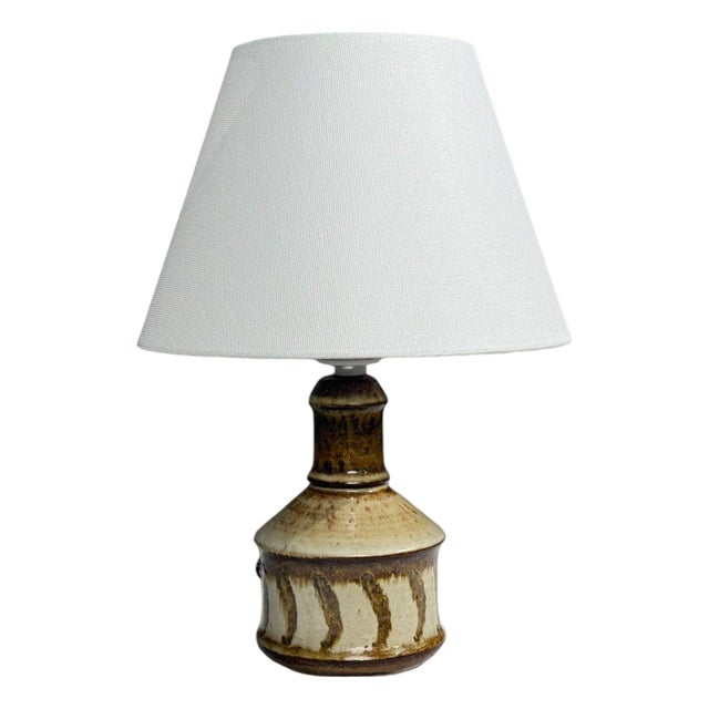 1960s Joseph Simon, Danish Modern, Table Lamp, Beige Stoneware, Denmark For Sale