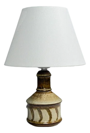 1960s Joseph Simon, Danish Modern, Table Lamp, Beige Stoneware, Denmark
