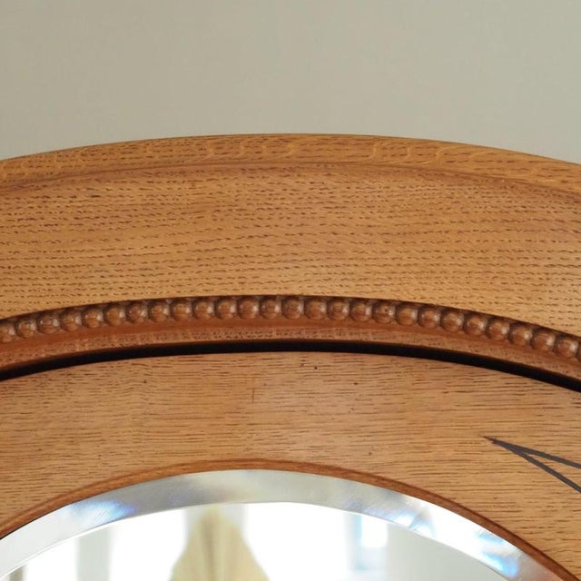 Art Nouveau Wardrobe in Oak with Oval Mirror For Sale - Image 4 of 17