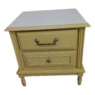 Vintage Hollywood Regency Nightstand Two Drawer Yellow Color For Sale