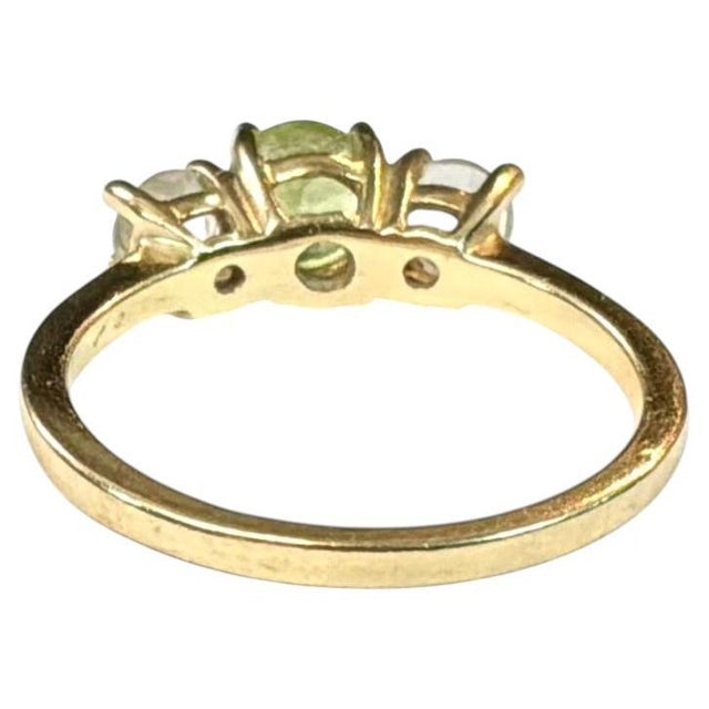 Mid 20th Century 14k Yellow Gold Peridot, and Cubic Zirconia Cocktail Ring For Sale - Image 5 of 8