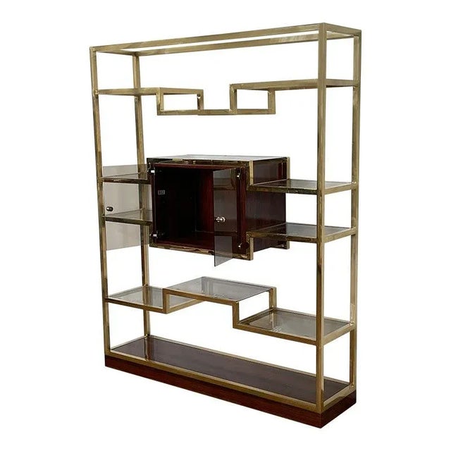 Gold Golden Brass & Makassar Bookcase with Showcase, 1990s For Sale - Image 8 of 10