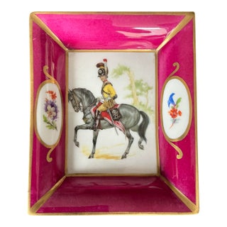 Limoges Catchall/Ashtray, Featuring a Hand-Painted Scene of a Napoleonic-Era Rider on a Horse. For Sale