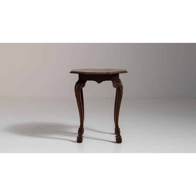 20th Century France Rich Walnut Brown Carved Octagonal Side Table For Sale - Image 9 of 11