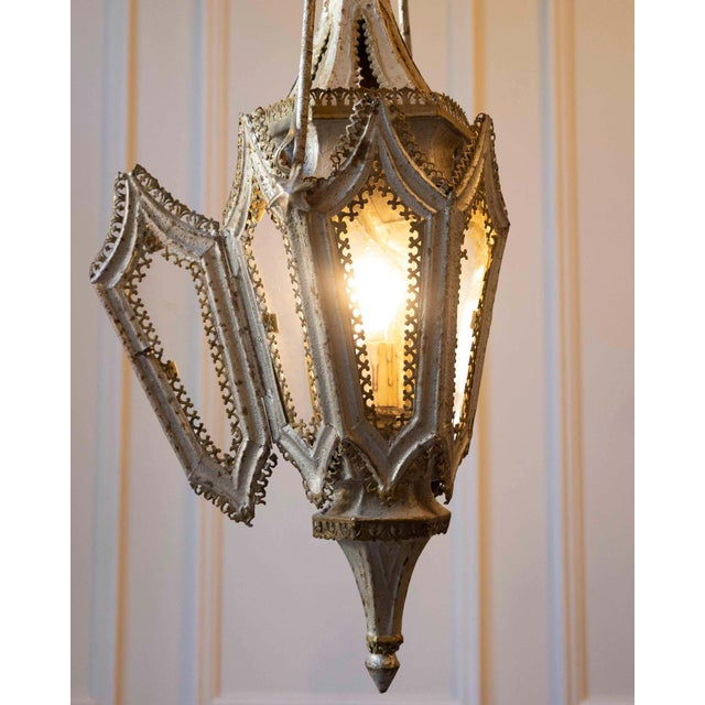 Pair of English 19th Century Painted Iron Gothic Revival Period Lanterns For Sale - Image 11 of 11