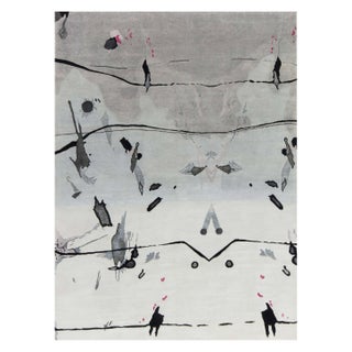 Handmade Grey, Ivory, Pink Splatter Rug by Eskayel for Doris Leslie Blau For Sale