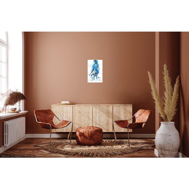 Martha Holden "Blue Nude" Contemporary Figurative Blue and White Ink Drawing For Sale In Los Angeles - Image 6 of 7