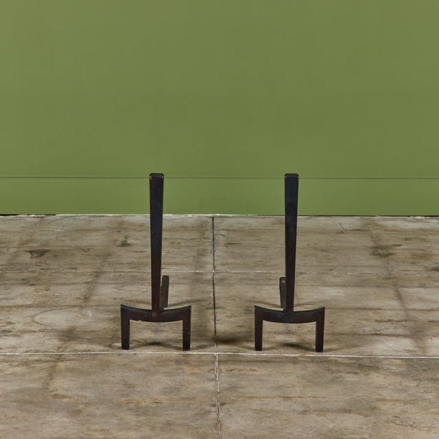 Metal Pair of Brass Andirons by Saarinen Swanson Group For Sale - Image 7 of 11