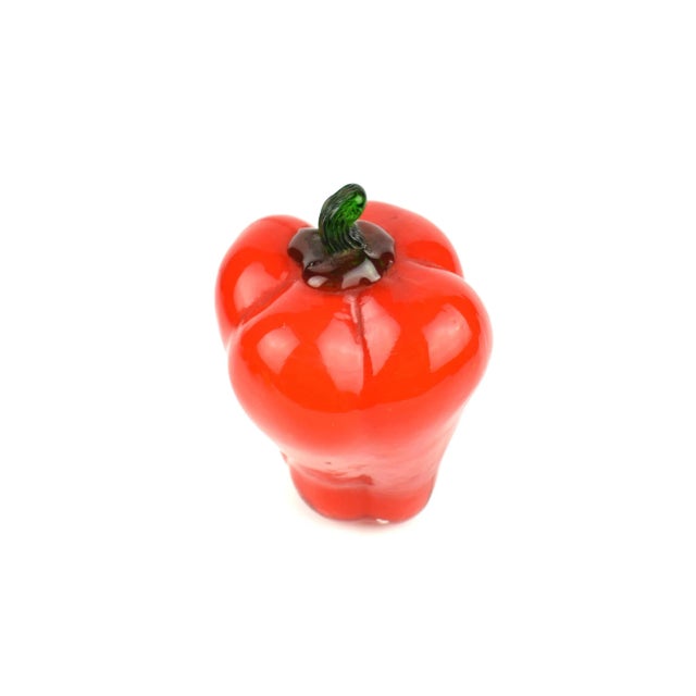 Mid-Century Modern Mid Century Modern Handblown Red Bell Pepper Figurine Art Glass For Sale - Image 3 of 8