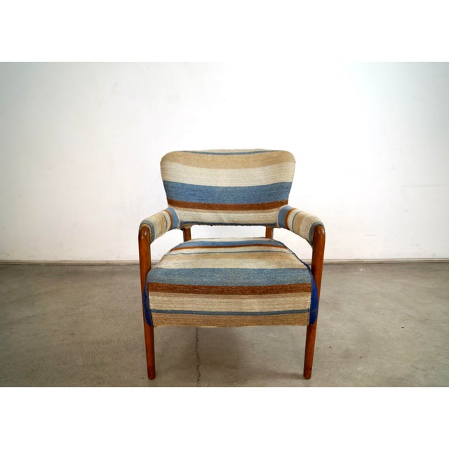 1940s 1940’s Art Deco Solid Walnut Arm Chair For Sale - Image 5 of 12