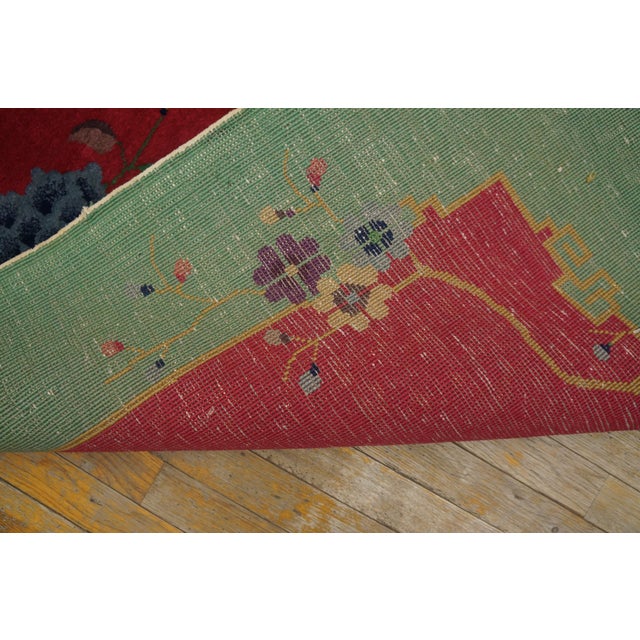 1920s Red Floral Antique Chinese Art Deco Rug by Nichols Workshop 6' X 8'9" Handknotted Wool Carpet For Sale In New York - Image 6 of 6